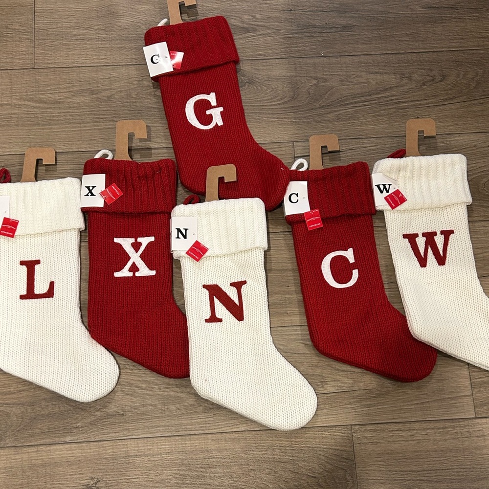 Red and White Knit Christmas Stockings
$8 each
